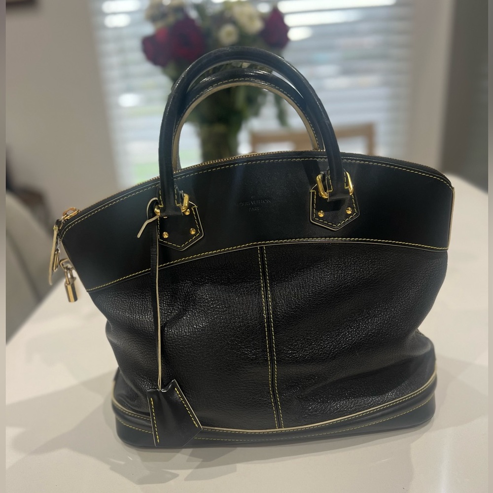 Louis Vuitton black suhali lockit MM leather tote bag